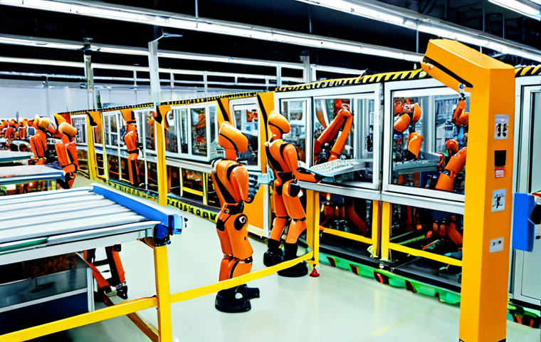**Image Prompt:** A modern, bright factory floor in Johor, Malaysia. Robots are efficiently assembling products alongside skilled Malaysian workers operating advanced machinery. The scene emphasizes automation and a safe, collaborative work environment. Include signage in Malay.